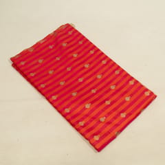 Magenta Color Satin Jamawar Stripes Booti Fabric