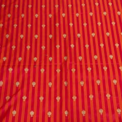 Magenta Color Satin Jamawar Stripes Booti Fabric