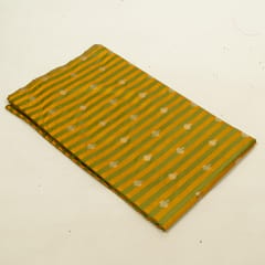 Green Color Satin Jamawar Stripes Booti Fabric