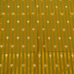 Green Color Satin Jamawar Stripes Booti Fabric