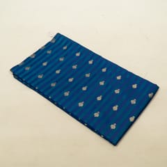 Blue Color Satin Jamawar Stripes Booti Fabric