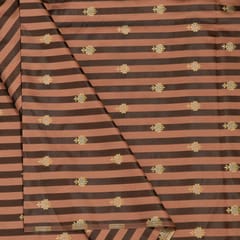 Brown Color Satin Jamawar Stripes Booti Fabric