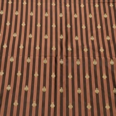 Brown Color Satin Jamawar Stripes Booti Fabric