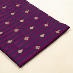 Purple Color Satin Jamawar Stripes Booti Fabric