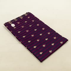 Purple Color Satin Jamawar Stripes Booti Fabric