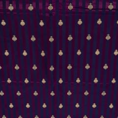 Purple Color Satin Jamawar Stripes Booti Fabric