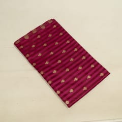 Wine Color Satin Jamawar Stripes Booti Fabric