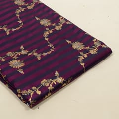 Purple Color Satin Jamawar Stripes Jaal Fabric