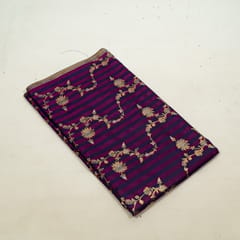 Purple Color Satin Jamawar Stripes Jaal Fabric
