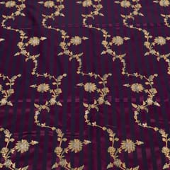 Purple Color Satin Jamawar Stripes Jaal Fabric
