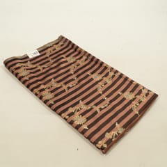 Brown Color Satin Jamawar Stripes Jaal Fabric