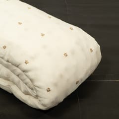 White Dyeable Chinon Chiffon Booti Embroidered Fabric