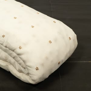 White Dyeable Chinon Chiffon Booti Embroidered Fabric