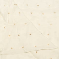 White Dyeable Chinon Chiffon Booti Embroidered Fabric