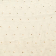 White Dyeable Chinon Chiffon Booti Embroidered Fabric