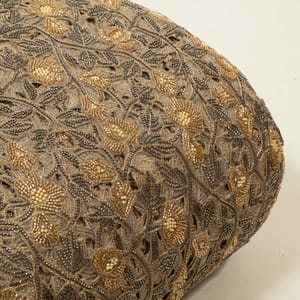 Grey Color Net Cutwork Embroidered Fabric