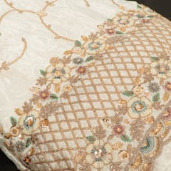 White Dyeable Crepe Embroidered Fabric
