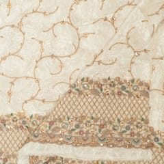 White Dyeable Crepe Embroidered Fabric