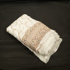 White Dyeable Crepe Embroidered Fabric