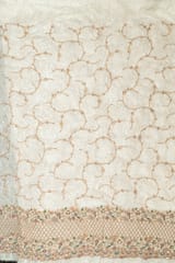 White Dyeable Crepe Embroidered Fabric