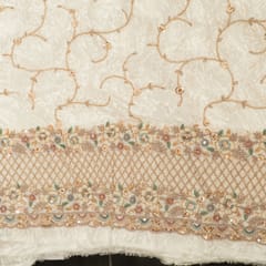 White Dyeable Crepe Embroidered Fabric