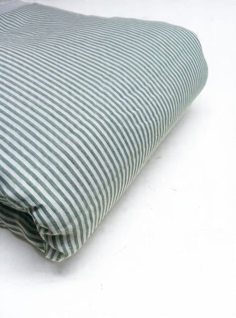 Olive Stripes Plain Weave Double Cloth Yarn Dyed Cotton Fabric