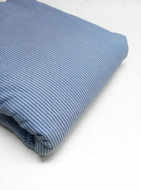 Blue Stripes Plain Weave Yarn Dyed Cotton Fabric