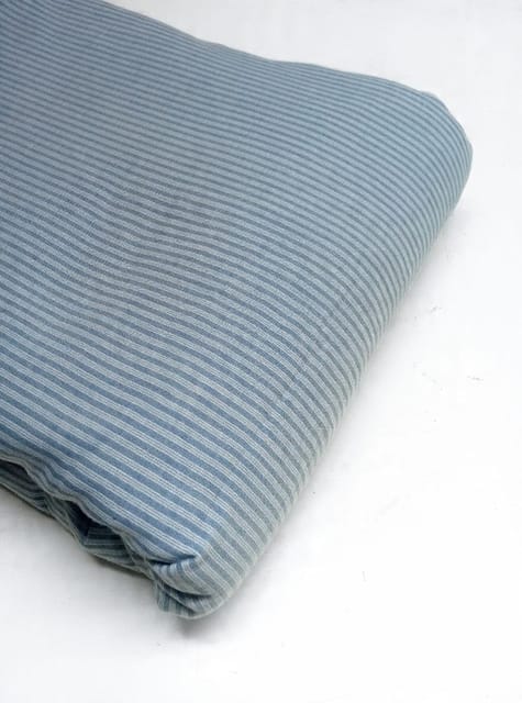 Blue Stripes Double Cloth Plain Weave Yarn Dyed Cotton Fabric