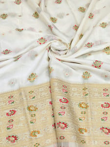 Off- White Dola Silk Jacquard Fabric