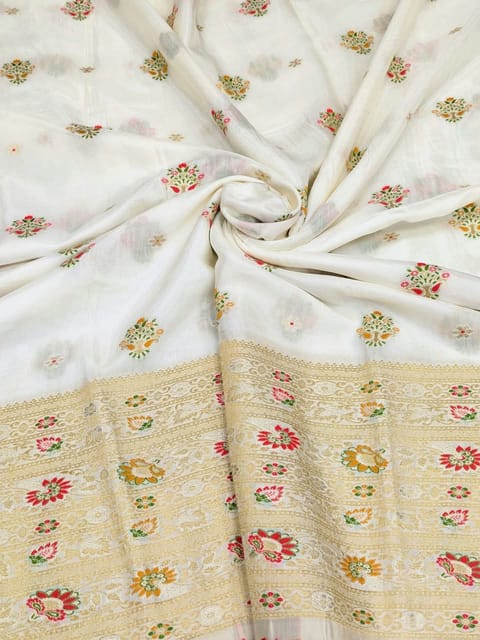 Off- White Dola Silk Jacquard Fabric
