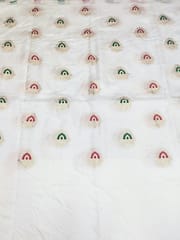 White Dola Silk Jacquard Fabric