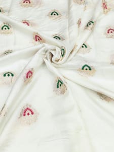 White Dola Silk Jacquard Fabric
