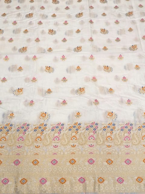 Off- White Dola Silk Jacquard Fabric
