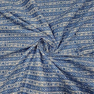 White Colour Cotton Dobby Printed Fabric