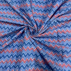 Sky Blue Colour Cotton Cambric Printed Fabric
