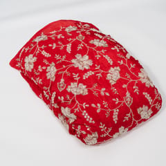 Red Color Crepe Embroidered Fabric