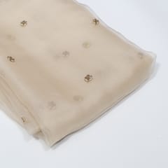 Ivory Color Pure Organza Embroidered Fabric