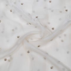 Ivory Color Pure Organza Embroidered Fabric