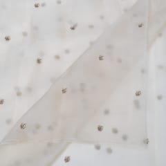 Ivory Color Pure Organza Embroidered Fabric