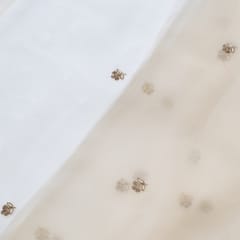 Ivory Color Pure Organza Embroidered Fabric