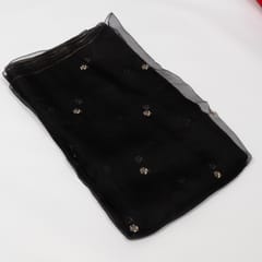 Black Color Pure Organza Embroidered Fabric