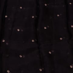 Black Color Pure Organza Embroidered Fabric