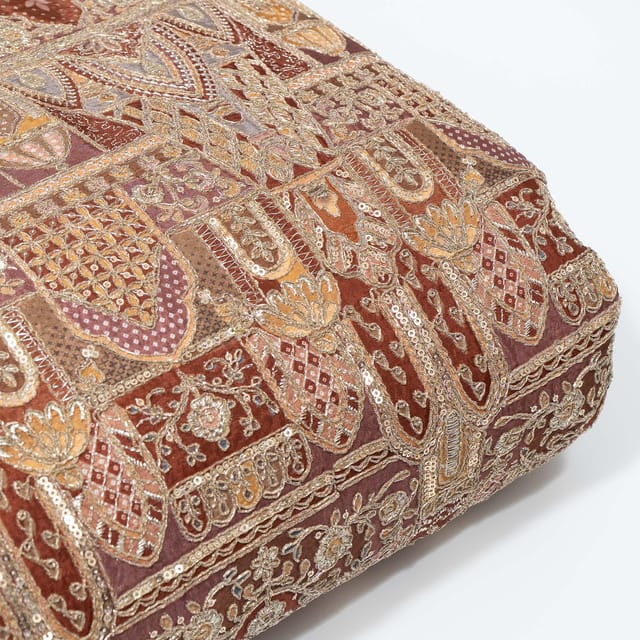 Brown Color Crepe Print with Embroidered Fabric