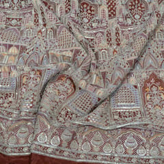 Brown Color Crepe Print with Embroidered Fabric