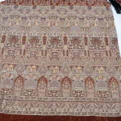 Brown Color Crepe Print with Embroidered Fabric