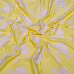 Neon Lemon Color Cotton Embroidered Fabric