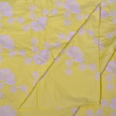 Neon Lemon Color Cotton Embroidered Fabric