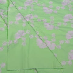 Neon Green Color Cotton Embroidered Fabric