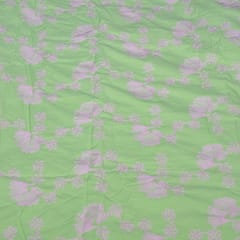 Neon Green Color Cotton Embroidered Fabric