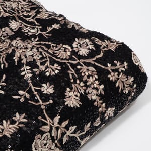 Black Color Georgette Embroidered Fabric